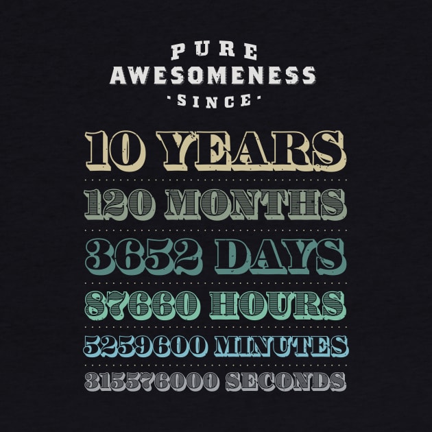 10 Years Pure Awesomeness Birthday Gift Boys Girls by holger.brandt